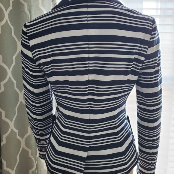 INC women's Striped blazer Navy And White Size 0 - Picture 4 of 8